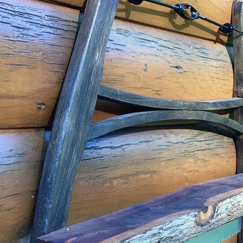 🪚 OOAK Vintage SAW 🪚 LOG Shelf Rustic LUMBERJACK